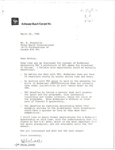 Letter from Harry Drnec to Arthur Rosenblum
