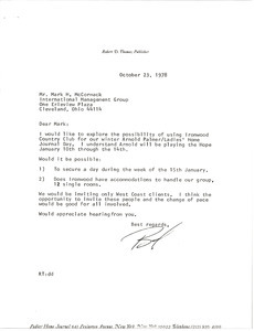 Letter from Robert D. Thomas to Mark H. McCormack