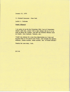 Memorandum from Judy A. Chilcote to H. Richard Isaacson