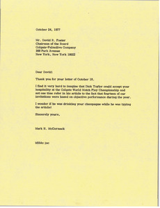 Letter from Mark H. McCormack to David R. Foster