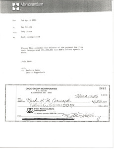 Memorandum from Judy Stott to Kay Cutlip