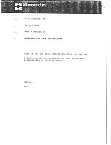 Memorandum from Mark H. McCormack to Barry Frank