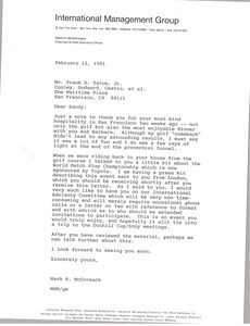 Letter from Mark H. McCormack to Frank D. Tatum