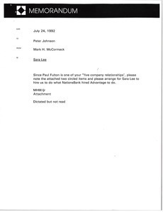 Memorandum from Mark H. McCormack to Peter Johnson