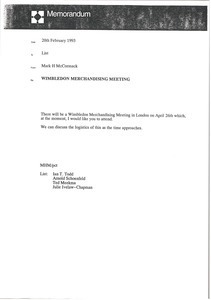 Memorandum from Mark H. McCormack to List