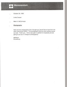 Memorandum from Mark H. McCormack to Linda Cooper