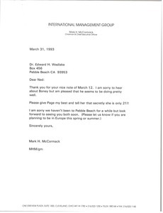 Letter from Mark H. McCormack to Edward Wedlake