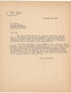 Letter from James Aronson to Harvard Crimson