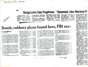 Bomb, robbery plans found here, FBI says and Neighbors say fugitives 'seemed like normal people'