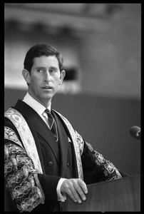 Prince Charles speaking at the 350th anniversary celebration of Harvard University