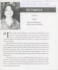 Judi Chamberlin: Mental Patients' Liberation Activist