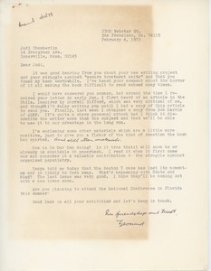 Letter from Leonard Roy Frank to Judi Chamberlin