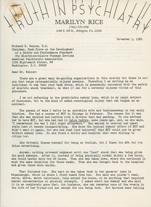 Letter from Marilyn Rice to Richard D. Weiner