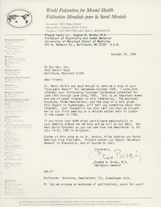 Letter from Eugene B. Brody to On Our Own, Inc.