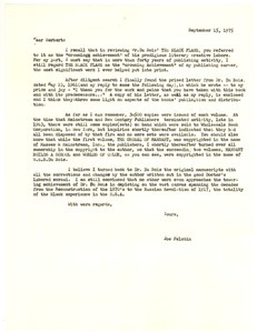Letter from Joseph Felshin to Herbert Aptheker
