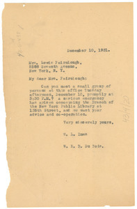 Letter from W. E. B. Du Bois and W. L. Imes to Mrs. Lewis Fairclough ...