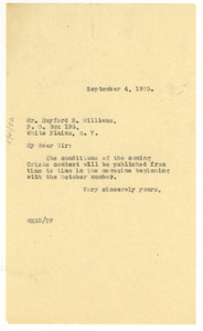 Letter from W. E. B. Du Bois to Rayford E. Williams