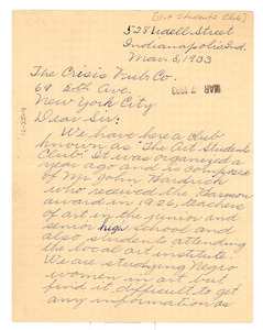 Letter from Della M. Green to the Crisis