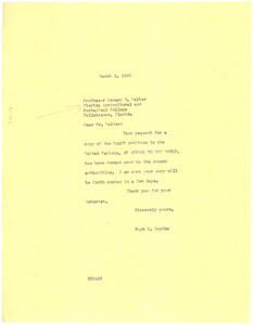 Letter from Hugh H. Smythe to Dorsey E. Walker