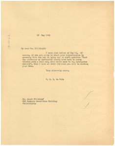 Letter from W. E. B. Du Bois to Jacob Billikopf