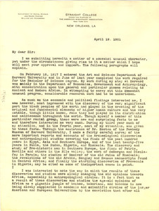 Circular Letter from William Leo Hansberry to James Weldon Johnson