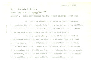 Letter from Ira De A. Reid to W. E. B. Du Bois