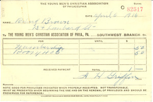 Young Men's Christian Association of Philadelphia receipt