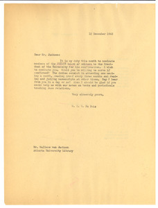 Letter from W. E. B. Du Bois to Wallace Van Jackson