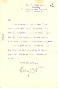 Letter from Edward P. Cobb to W. E. B. Du Bois