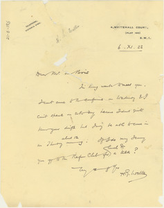 Letter from H. G. Wells to W. E. B. Du Bois