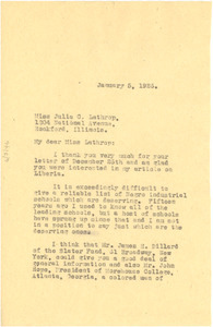 Letter from W. E. B. Du Bois to Julia C. Lathrop