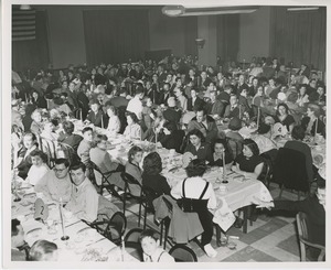 Clients eating Thanksgiving dinner