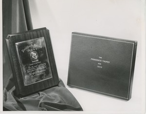 The 1953 president's trophy awarded to George E. Barr in its box