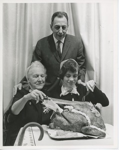 Mr. Burrows with clients and turkey