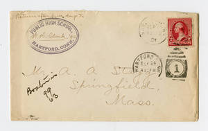 Envelope for a letter to Amos Alonzo Stagg from the Hartford Public High School Athletic Association dated September 24, 1891