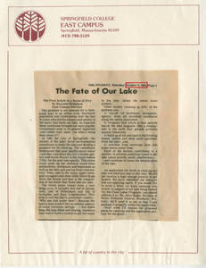 "The Fate of Our Lake," Oct. 9, 1986