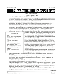 Mission Hill School newsletter, May 3, 2013