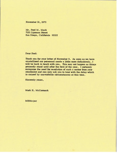 Letter from Mark H. McCormack to Fred M. Mock