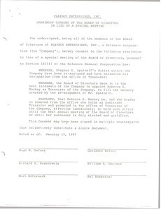 Playboy Board of Directors Consent Form
