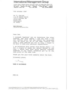 Letter from Mark H. McCormack to F. L. Bailey