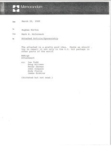 Memorandum from Mark H. McCormack to Hughes Norton