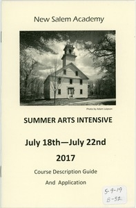 New Salem Academy course description and application for summer arts intensive