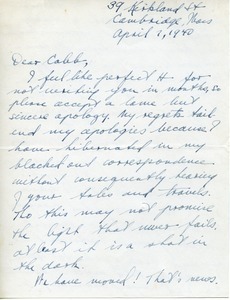 Letter from Ken Stevens to Caleb Foote