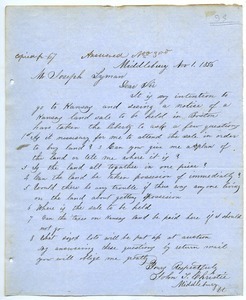Letter from John T. Christie to Joseph Lyman