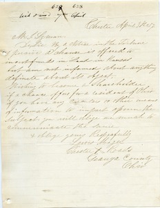Letter from Lewis Mizer to Joseph Lyman
