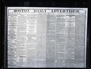 Lincoln headlines: Boston Daily Advertiser, April 20, 1865