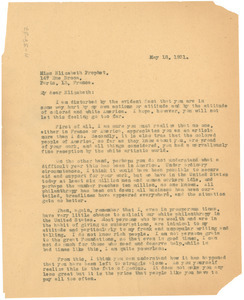 Letter from W. E. B. Du Bois to Elizabeth Prophet