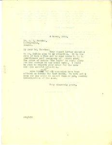 Letter from A. G. Dill to A. R. Ferebee