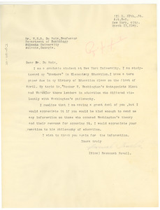 Letter from Savannah Powell to W. E. B. Du Bois