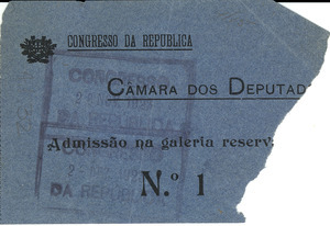 Admission ticket to Portuguese National Congress